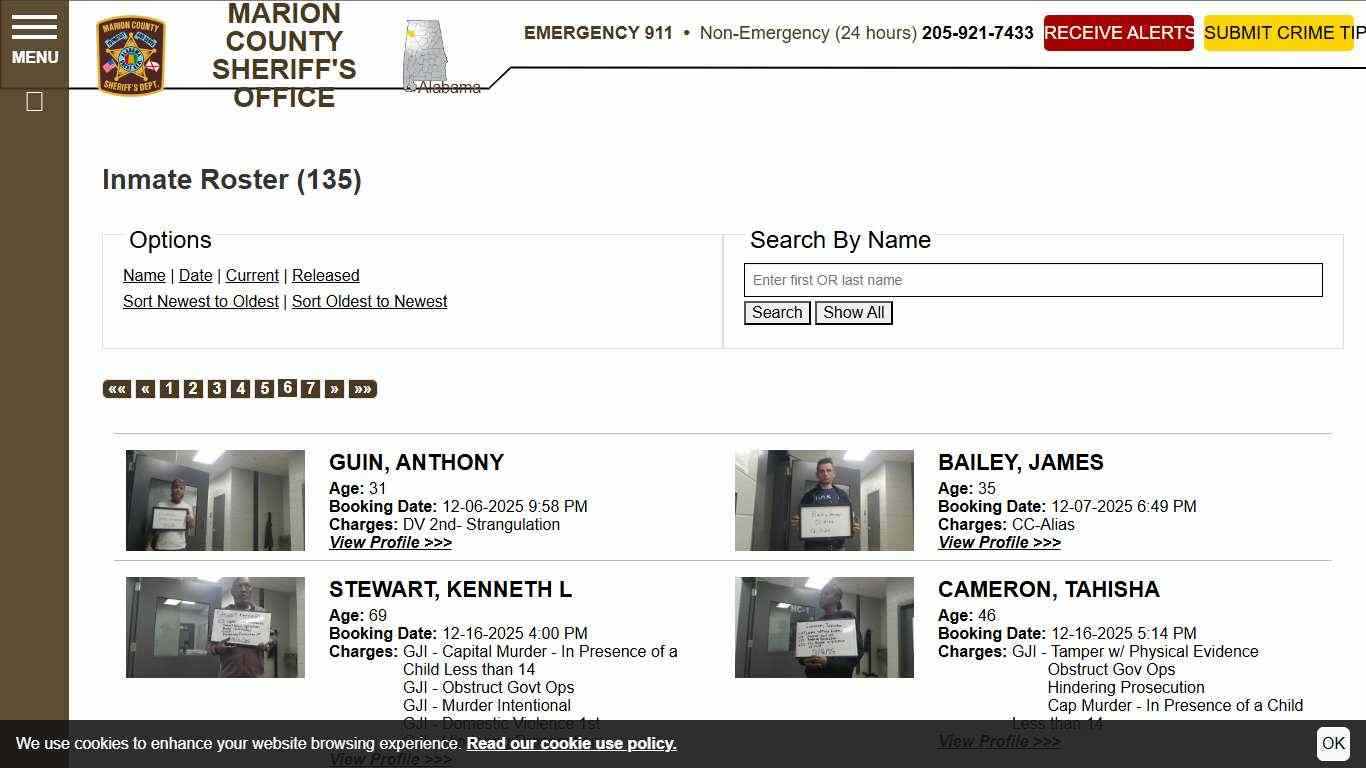 Inmate Roster | Marion County Sheriff's Office, Alabama | Sort Booking Time - Ascending | Page 6